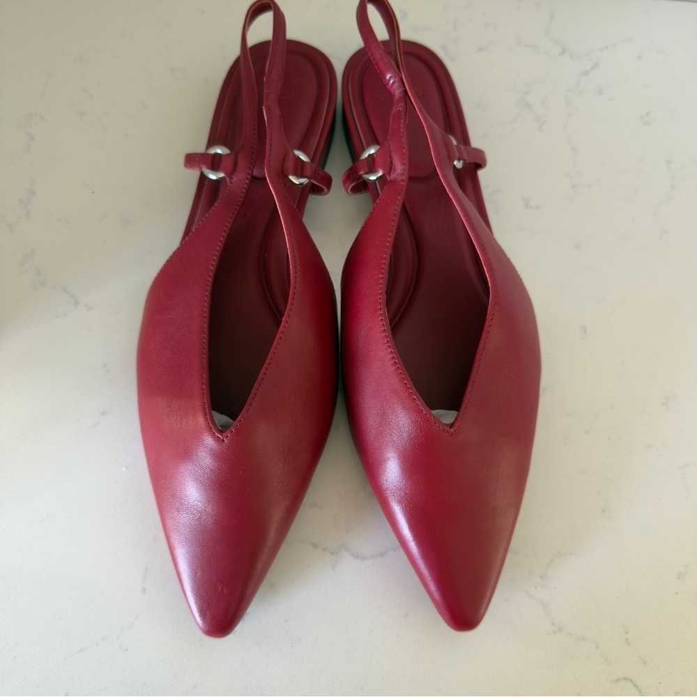 Vince Ines Flats Red Leather Slingback Pointed Toe | Women’s Size 6 | NWOB - Picture 4 of 4